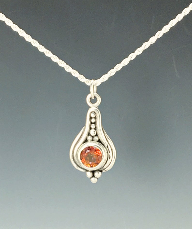 Sterling Silver Orange Topaz Pendant Twilight Necklace Image 0