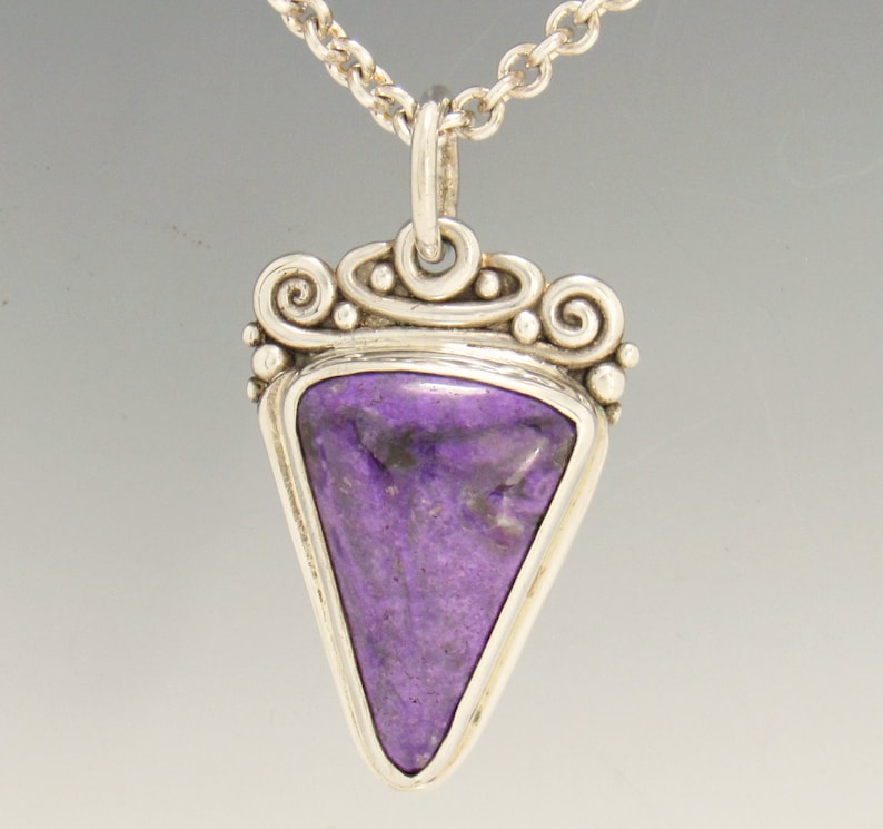 Sterling Silver 25x18 Sugilite Pendant with 20" Chain, Handmade One of a Kind Artisan Jewelry Made in the USA with Free Domestic Shipping! image 1