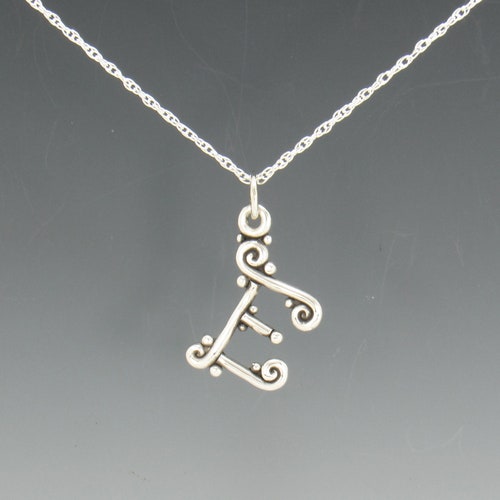 Sterling Silver Letter E Pendant or Charm, Handmade One of a Kind Pendant Made in the USA with Free Domestic Shipping. 18