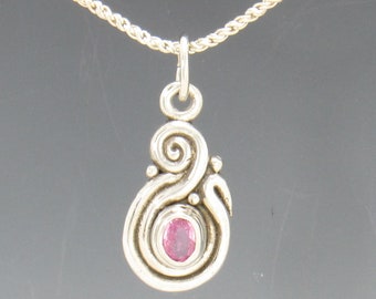 Sterling Silver Pink Sapphire Pendant- Handmade One of a Kind Artisan Jewelry Made in the USA with Free Domestic Shipping!