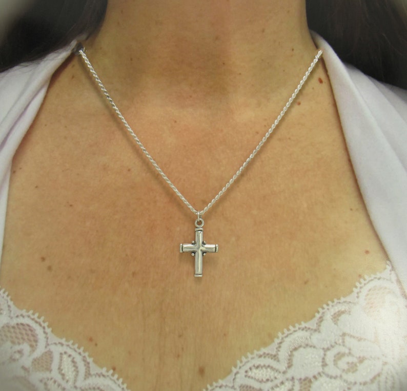 Plain Sterling Silver Cross with 18 Chain, Handmade One-of-a-Kind Artisan Cross Made in the USA with Free Domestic Shipping. image 5