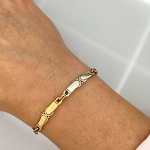 14k Yellow Gold and Sterling Silver Link Bracelet, 6 3/4, Handmade One of a Kind Bracelet Made in the USA with Free Domestic Shipping image 6