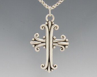 Sterling Silver Cross with 18" Chain, Handmade One of a Kind Artisan Jewelry Made in the USA with Free Domestic Shipping!