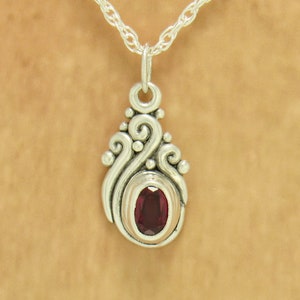 Sterling Silver 7x5mm Lab Created Ruby Pendant, has 18 Sterling Silver Chain, Handmade One of a Kind Artisan Jewelry with Free Shipping image 6