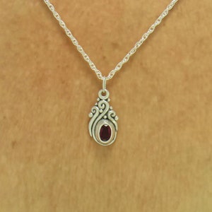 Sterling Silver 7x5mm Lab Created Ruby Pendant, has 18 Sterling Silver Chain, Handmade One of a Kind Artisan Jewelry with Free Shipping image 4