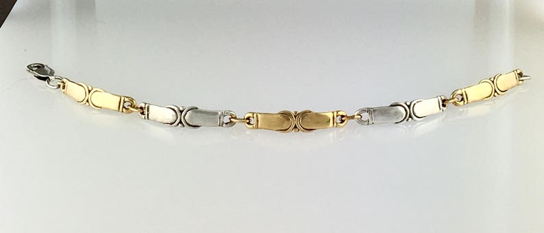 14k Yellow Gold and Sterling Silver Link Bracelet, 6 3/4, Handmade One of a Kind Bracelet Made in the USA with Free Domestic Shipping image 8