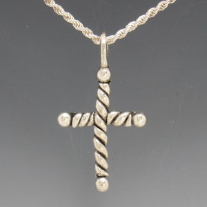 Sterling Silver Twisted Cross Pendant with 18&quot; SS Chain,  Handmade One of a Kind Artisan Cross Made in the USA with Free Domestic Shipping!