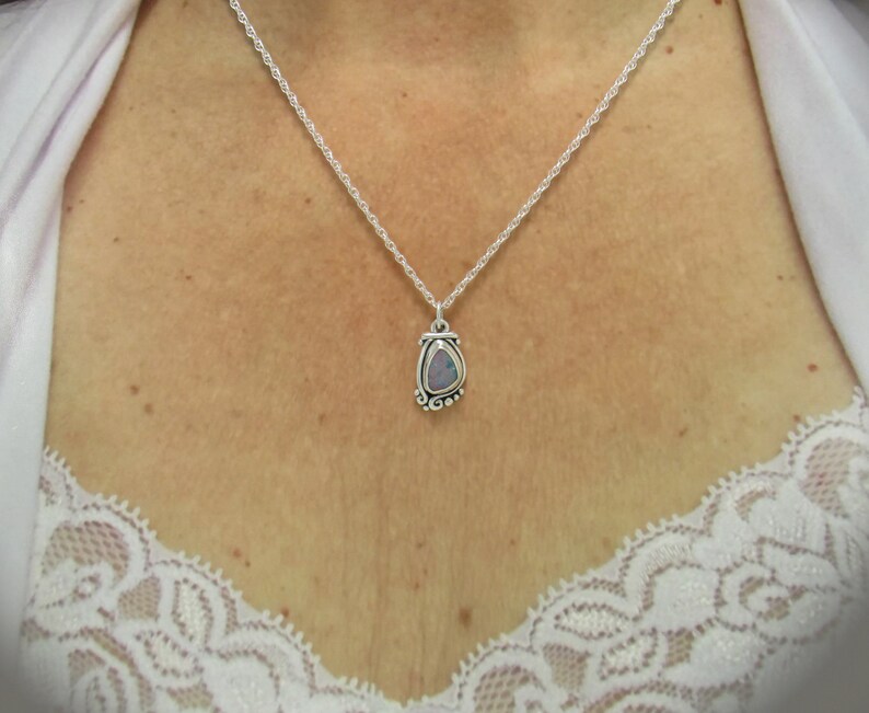 Sterling Silver Boulder Opal Pendant with 18 Sterling Silver Chain, Handmade One of a Kind Artisan Jewelry with Free Domestic Shipping image 5