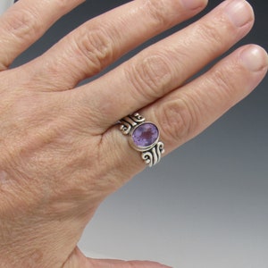Sterling Silver 10x8 mm Amethyst Ring Size 8 3/4, Handmade One of a Kind Artisan Ring Made in USA with Free Domestic Shipping image 10