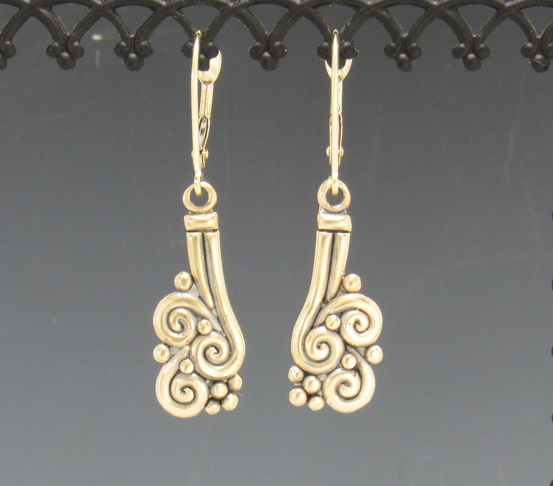 14ky Gold Triple Swirl Earrings, Handmade One of a Kind Artisan Jewelry ...