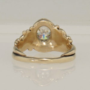 14ky Gold Ring with 8x6 mm Oval Moissanite , 1.35ct. Handmade One of a Kind Artisan Ring Made in the USA with Free Domestic Shipping. image 4