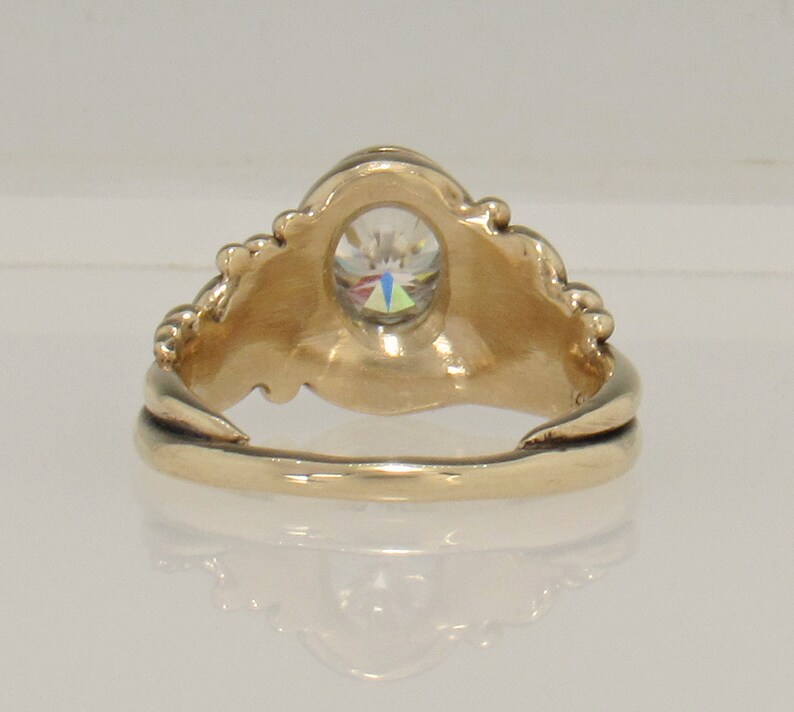 14ky Gold Ring with 8x6 mm Oval Moissanite , 1.35ct. Handmade One of a Kind Artisan Ring Made in the USA with Free Domestic Shipping. image 4