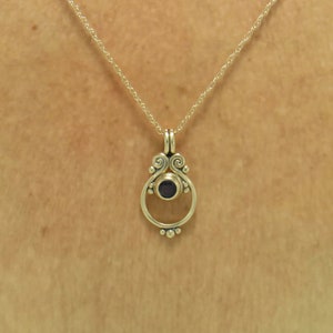 14k Yellow Gold Pendant with 5.5 mm Blue Sapphire, 18 Gold Chain Handmade One of a Kind Pendant Made in the USA with Free Shipping image 6