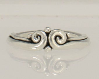 Sterling Silver Swirl Band, Size 7 1/4, Handmade One of a Kind Artisan Jewelry Made in the USA with Free Domestic Shipping!