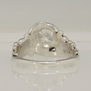 Sterling Silver Ring with 7 mm Moissanite , Handmade One of a Kind Artisan Jewelry Made in USA with Free Shipping image 4