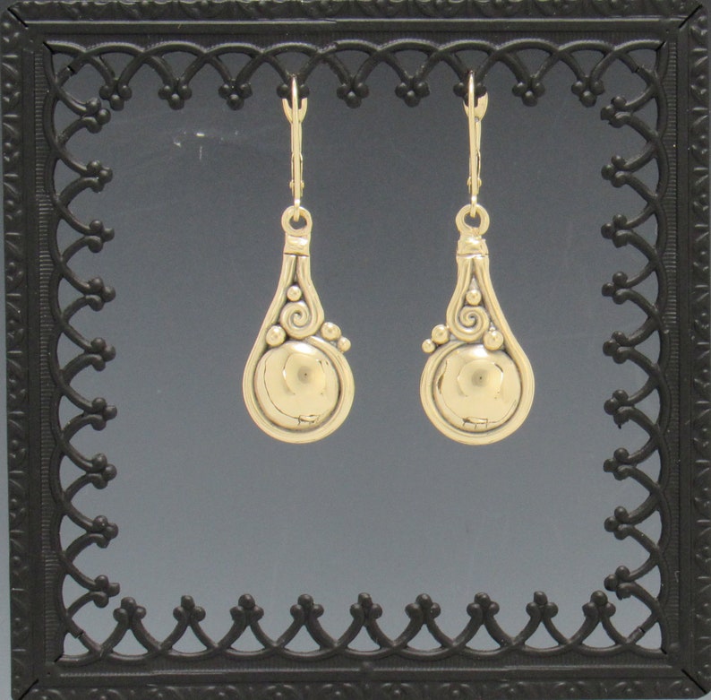 14ky Gold Unique Domed Earrings, Handmade One of a Kind Artisan Earrings Made in the USA with Free Domestic Shipping image 2