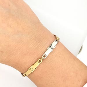 14k Yellow Gold and Sterling Silver Link Bracelet, 6 3/4, Handmade One of a Kind Bracelet Made in the USA with Free Domestic Shipping image 7