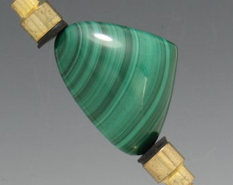 Freeform Malachite Cabochon 28x21x7 mm, 41.19 ct.,  Ready to Ship with Free Shipping.