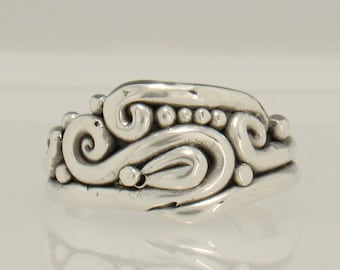 Anillo giratorio de plata de ley: anillo artesanal único hecho a mano en los EE. UU. con envío gratuito, tamaño 6 1/2.
