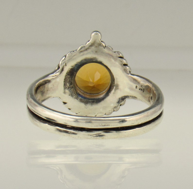 Sterling Silver 7 mm Golden Citrine Ring Size8 3/4, One of a Kind Handmade Artisan Ring Made in the USA with Free Domestic Shipping image 4