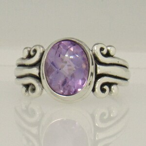 Sterling Silver 10x8 mm Amethyst Ring Size 8 3/4, Handmade One of a Kind Artisan Ring Made in USA with Free Domestic Shipping image 1