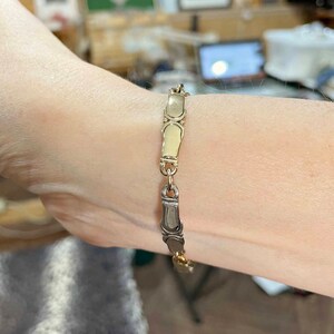 14k Yellow Gold and Sterling Silver Link Bracelet, 6 3/4, Handmade One of a Kind Bracelet Made in the USA with Free Domestic Shipping image 9