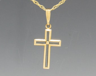 Vintage 1/20 12kGF Theda Cross Pendant with 18" YGF Chain with Spring Ring Closure.  Ready to Ship with Free Shipping.