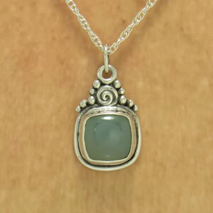 Sterling Silver 12 mm Blue Chalcedony Pendant Handmade One of a Kind Artisan Pendant Made in the USA with Free Shipping. image 5