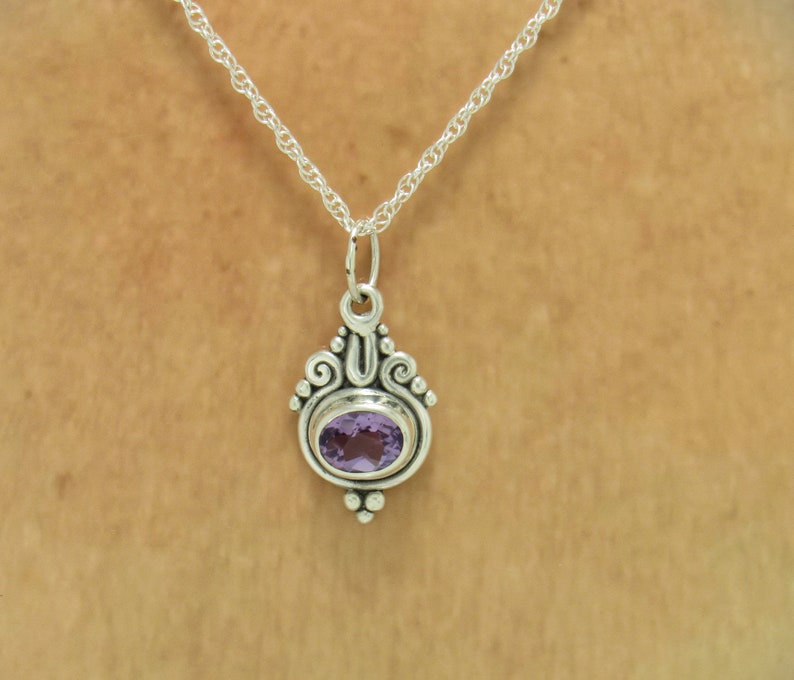 Sterling Silver 8x10mm Amethyst Pendant, Handmade One of a Kind Artisan Pendant made in the USA with Free Domestic Shipping image 8