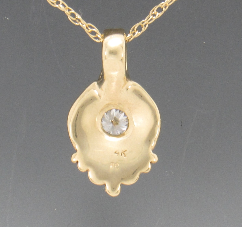 14k Yellow Gold Pendant with 5 mm 1/2 ct. Moissanite, 18 Gold Chain Handmade One of a Kind Pendant Made in the USA with Free Shipping image 2