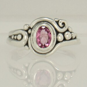 Sterling Silver 6x4 Pink Tourmaline Ring- Handmade One of a Kind Artisan Ring Made in the USA with Free Domestic Shipping, Size 5 1/2.