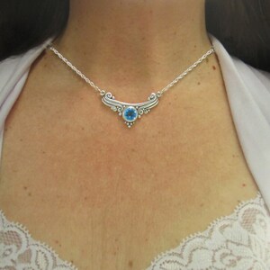 Sterling Silver 10mm Blue Topaz Necklace, Handmade One of a Kind Artisan Jewelry Made in the USA with Free Domestic Shipping image 3