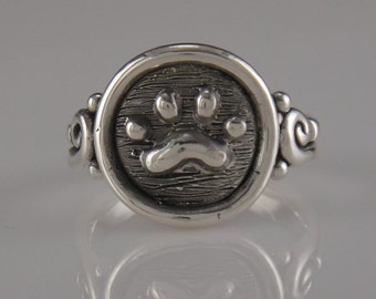 Sterling Silver Paw Print Ring- One of a Kind