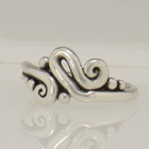 Sterling Silver Swirl Ring Handmade One of a Kind Artisan Ring Made in the USA with Free Shipping, Size 7. image 3