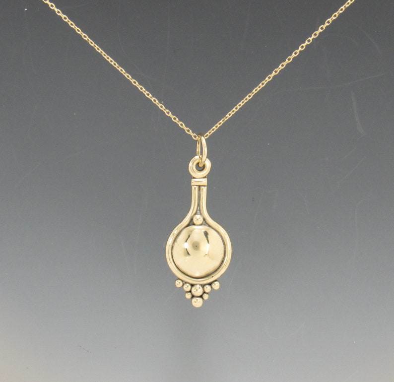 14k Yellow Gold Domed Pendant with 18 14ky Chain, Handmade One of a Kind Artisan Pendant Made in the USA with Free Domestic Shipping image 2