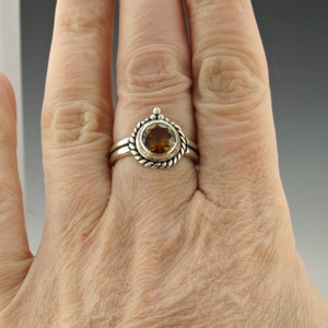 Sterling Silver 7 mm Golden Citrine Ring Size8 3/4, One of a Kind Handmade Artisan Ring Made in the USA with Free Domestic Shipping image 8
