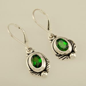 Sterling Silver 5x7 mm Chrome Diopside Earrings Handmade One of a Kind Artisan Earrings Made in the USA with Free Domestic Shipping image 3