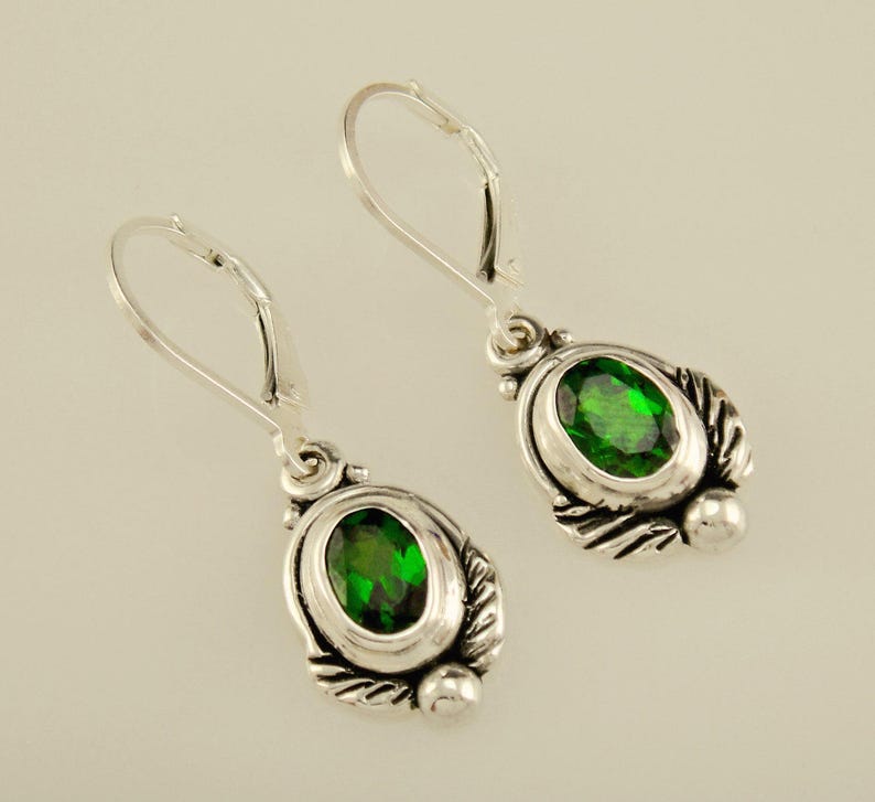 Sterling Silver 5x7 mm Chrome Diopside Earrings Handmade One of a Kind Artisan Earrings Made in the USA with Free Domestic Shipping image 3