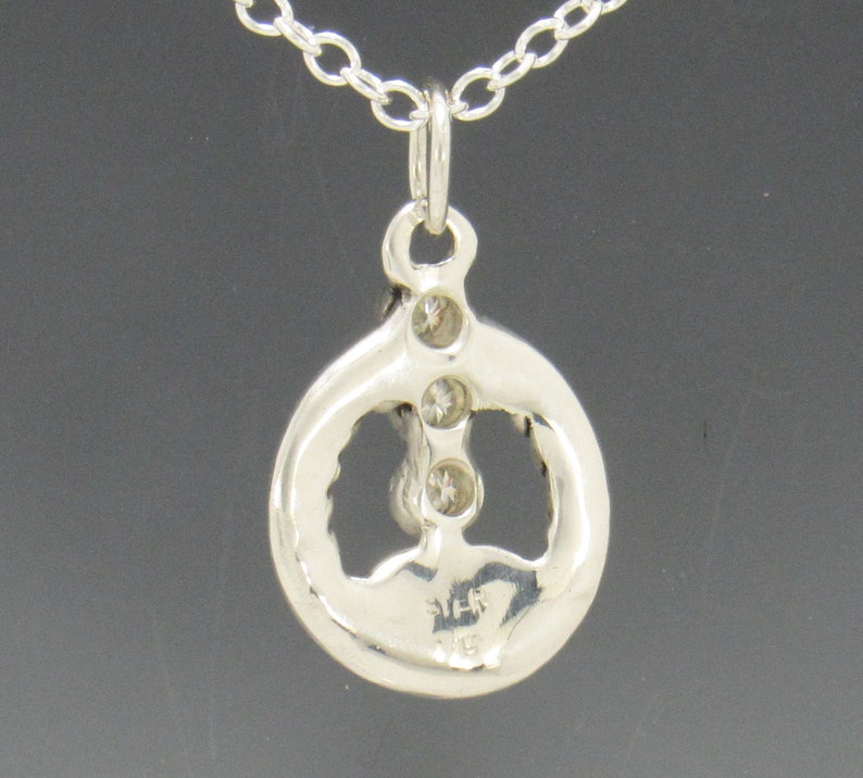 Sterling Silver 3 3 mm Moissanites Pendant, has 18 Sterling Silver Chain, Handmade One of a Kind Artisan Pendant with Free Shipping image 3