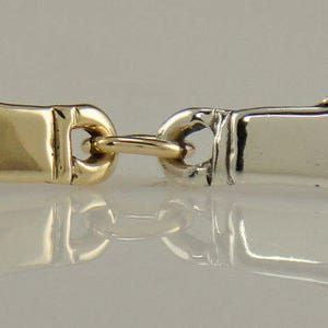 14k Yellow Gold and Sterling Silver Link Bracelet, 6 3/4, Handmade One of a Kind Bracelet Made in the USA with Free Domestic Shipping image 2