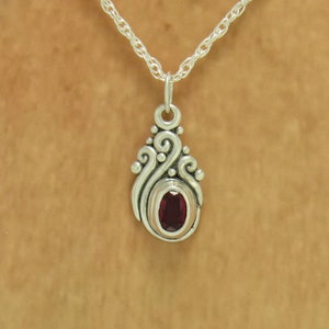 Sterling Silver 7x5mm Lab Created Ruby Pendant, has 18 Sterling Silver Chain, Handmade One of a Kind Artisan Jewelry with Free Shipping image 5