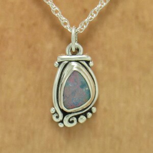 Sterling Silver Boulder Opal Pendant with 18 Sterling Silver Chain, Handmade One of a Kind Artisan Jewelry with Free Domestic Shipping image 6