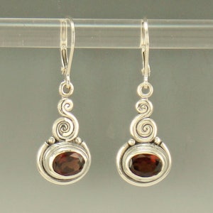 Sterling Silver 8x6 mm Garnet Earrings, Handmade One of a Kind Artisan Earrings Made in the USA with Free Domestic Shipping!  Ready to Ship!