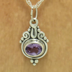 Sterling Silver 8x10mm Amethyst Pendant, Handmade One of a Kind Artisan Pendant made in the USA with Free Domestic Shipping image 7