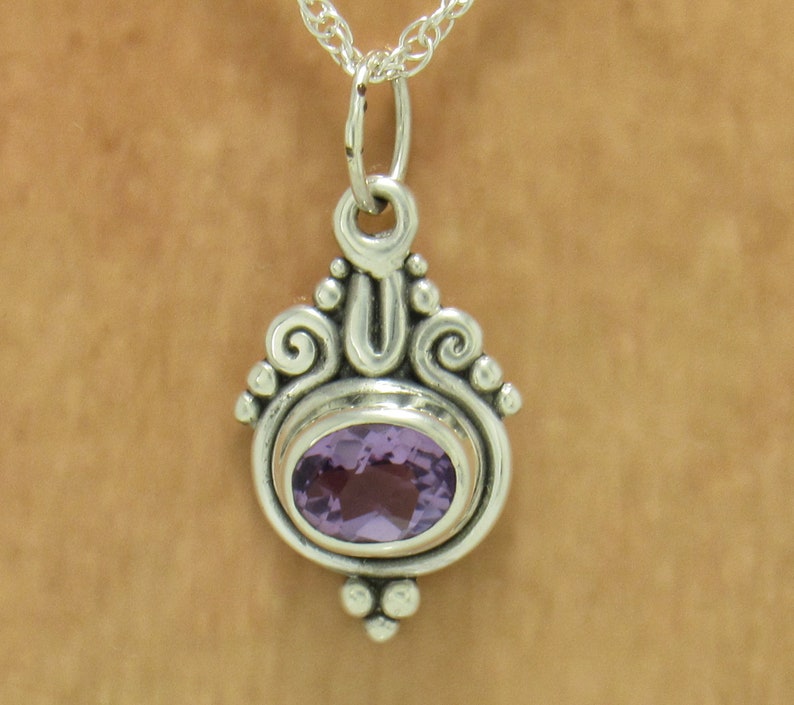 Sterling Silver 8x10mm Amethyst Pendant, Handmade One of a Kind Artisan Pendant made in the USA with Free Domestic Shipping image 7