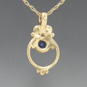 14k Yellow Gold Pendant with 5.5 mm Blue Sapphire, 18 Gold Chain Handmade One of a Kind Pendant Made in the USA with Free Shipping image 3