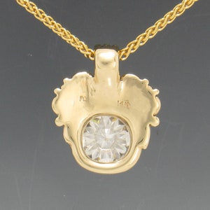 14k Yellow Gold Pendant with 10 mm Cushion Cut Moissanite, 4.20 ct. 18 Gold Chain One of a Kind Pendant Made in the USA, Free Shipping. image 3