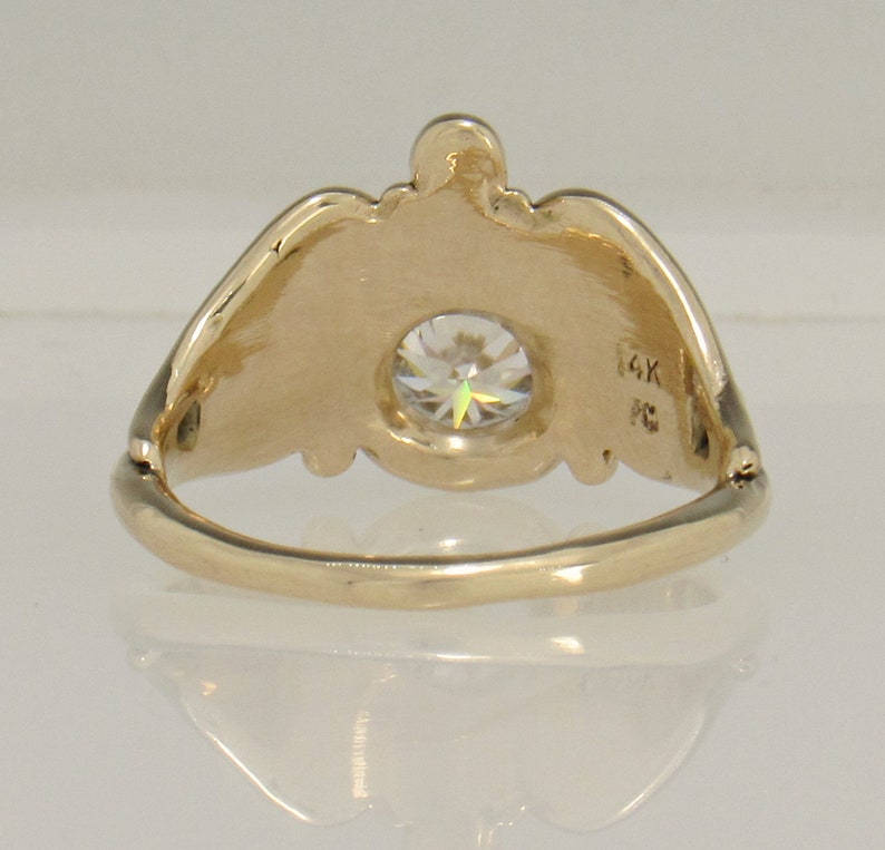 14ky Gold 6.5 mm Moissanite Ring, 1 ct., Size 8 Bezel Set Handmade One of a Kind Artisan Ring Made in the USA with Free Shipping. image 4