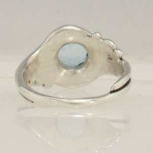 Sterling Silver 8 mm Blue Topaz Ring Size 8 1/4, Handmade One of a Kind Artisan Ring Made in the USA with Free Domestic Shipping image 4