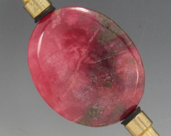 Loose 36x30 mm Rhodonite Cabochon For Jewelry Making or Wire Wrapping 55.37 ct., Ready to ship with Free Shipping.
